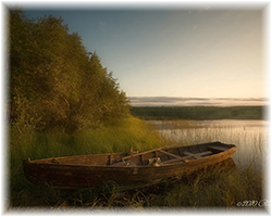Лодка на берегу озера у деревни Войница